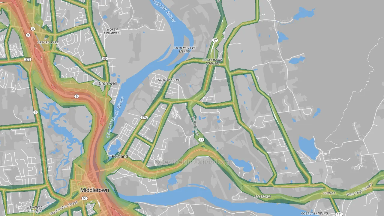 Portland, CT Map of Noise Levels in Portland