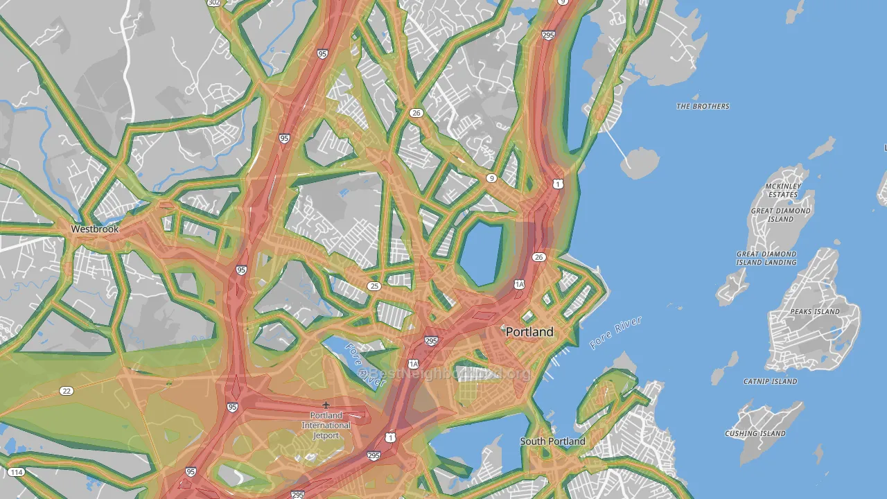 Portland, ME Map of Noise Levels in Portland