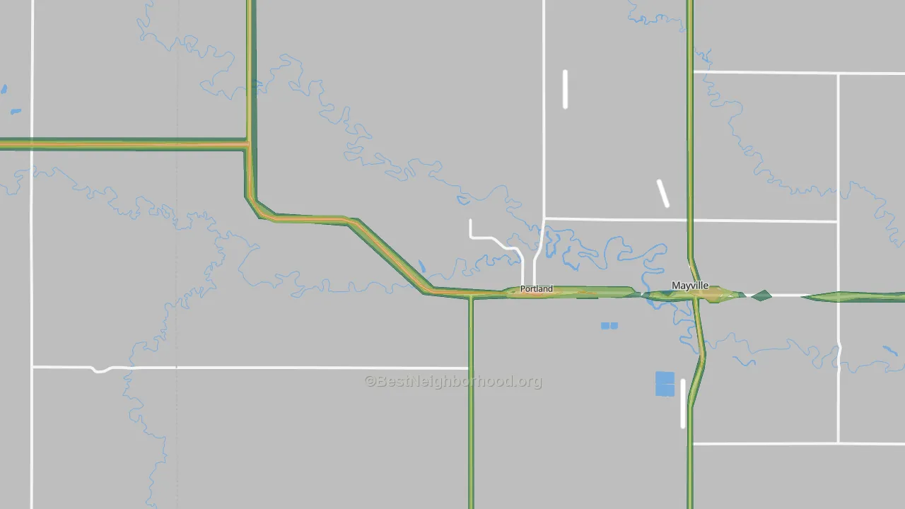 Portland, ND Map of Noise Levels in Portland