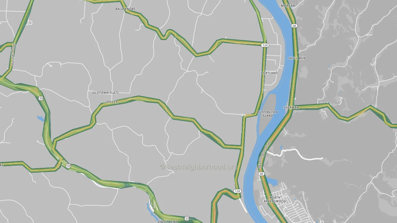 Portland, OH Map of Noise Levels in Portland