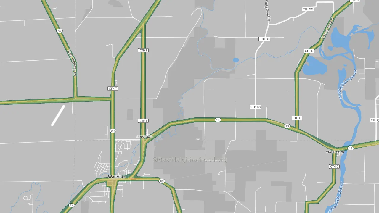 Portland, WI Map of Noise Levels in Portland