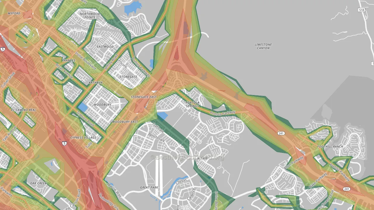 Portola Springs, Irvine, CA Map of Noise Levels in Portola Springs