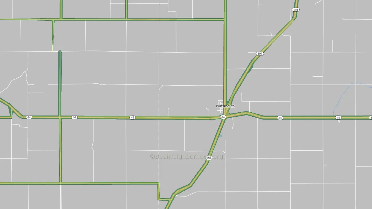 Portsmouth, IA Map of Noise Levels in Portsmouth