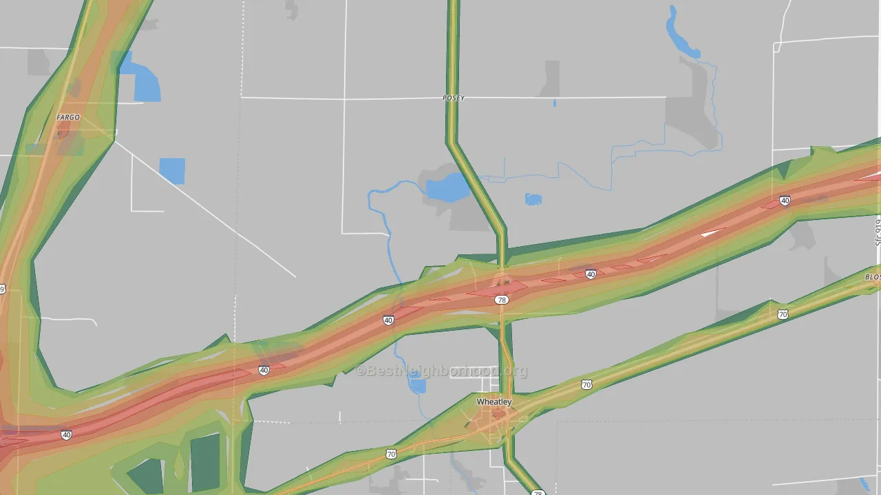 Posey, AR Map of Noise Levels in Posey