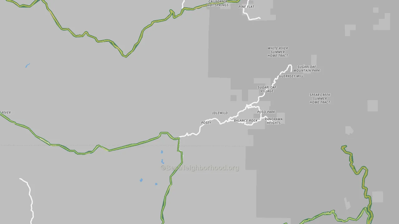 Posey, CA Map of Noise Levels in Posey