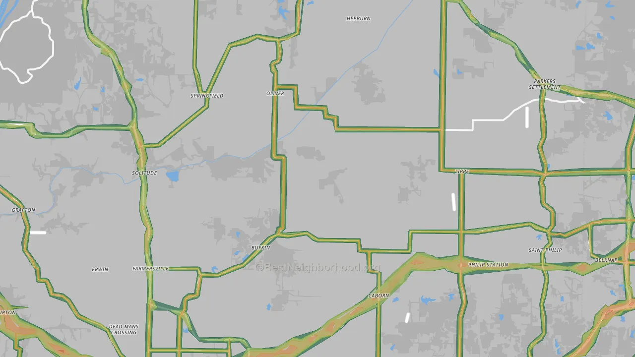 Posey County, IN Map of Noise Levels in Posey County