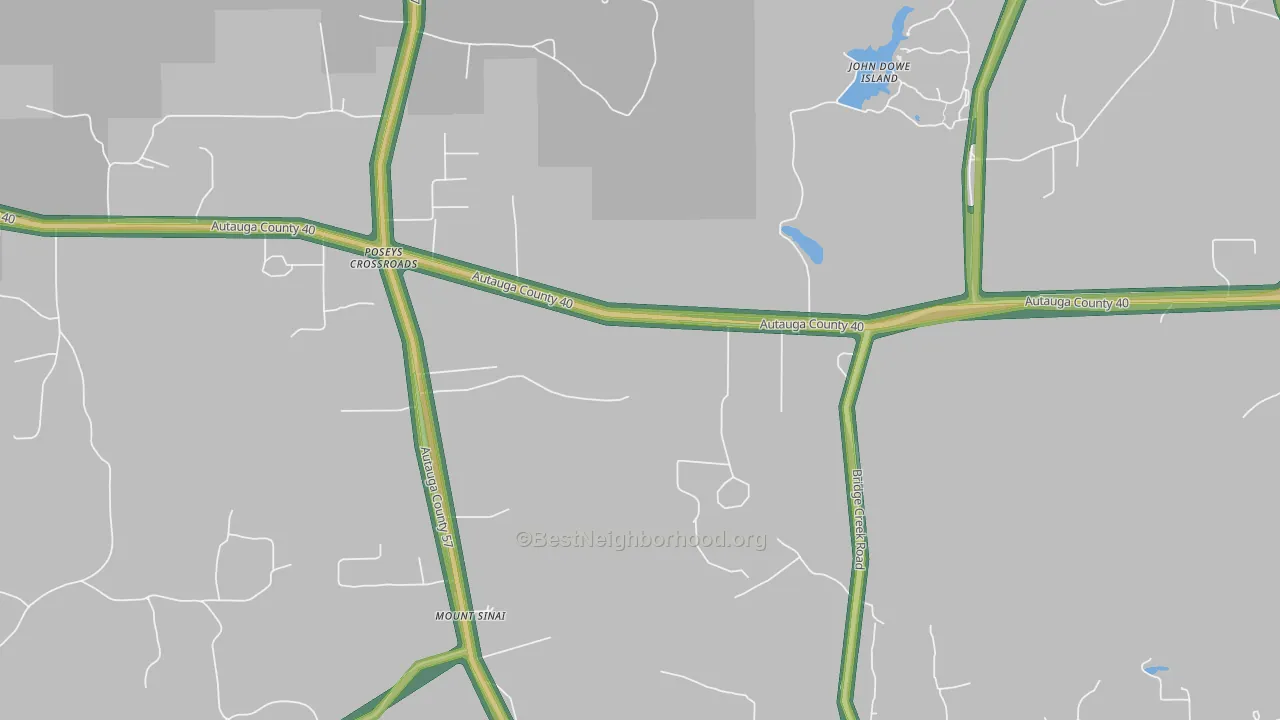 Poseys Crossroads, AL Map of Noise Levels in Poseys Crossroads