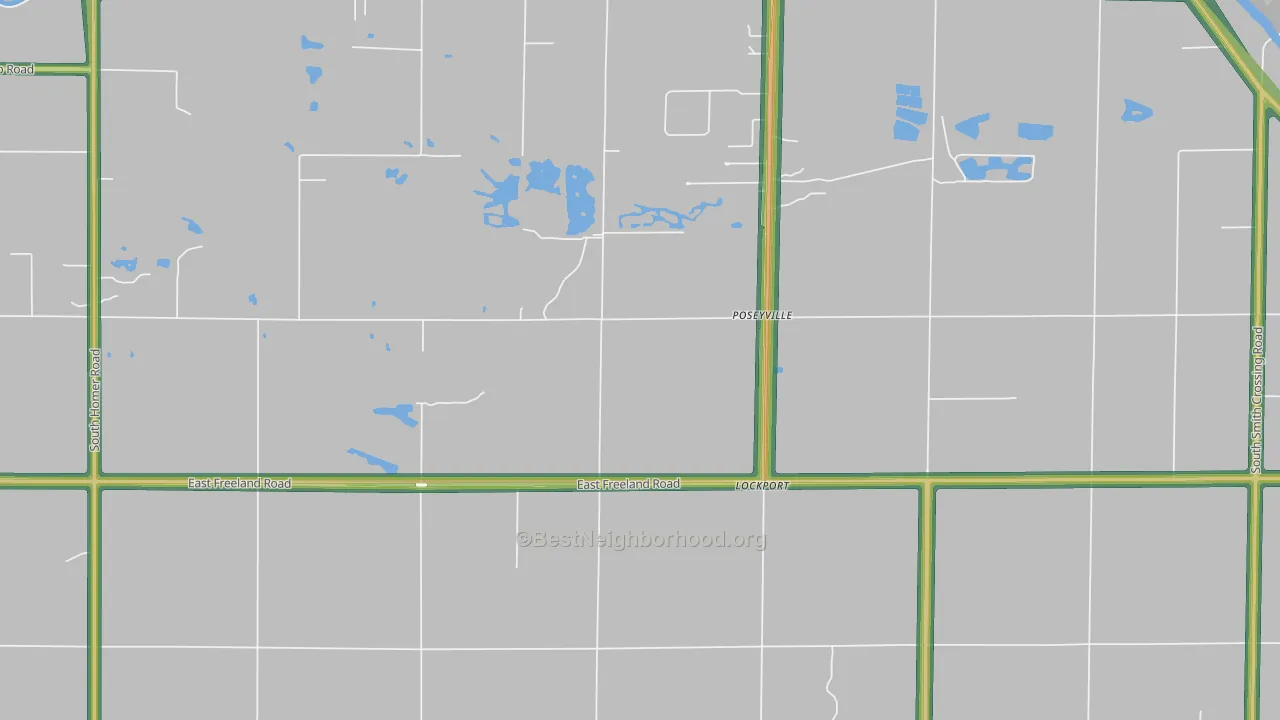 Poseyville, MI Map of Noise Levels in Poseyville