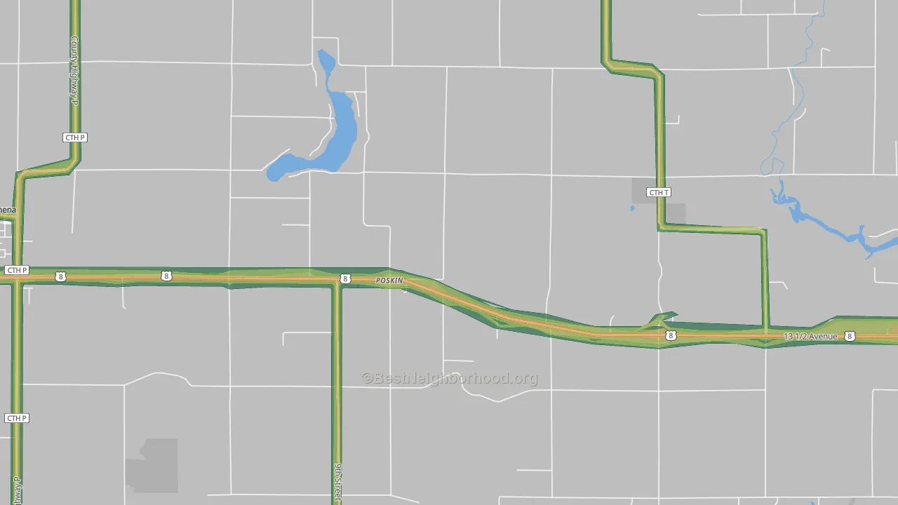 Poskin, WI Map of Noise Levels in Poskin