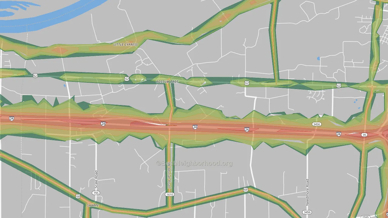 Possum Trot, KY Map of Noise Levels in Possum Trot