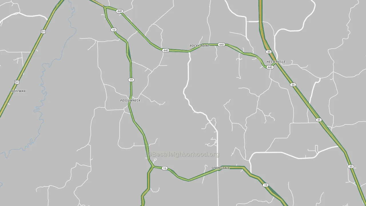 Possumneck, MS Map of Noise Levels in Possumneck