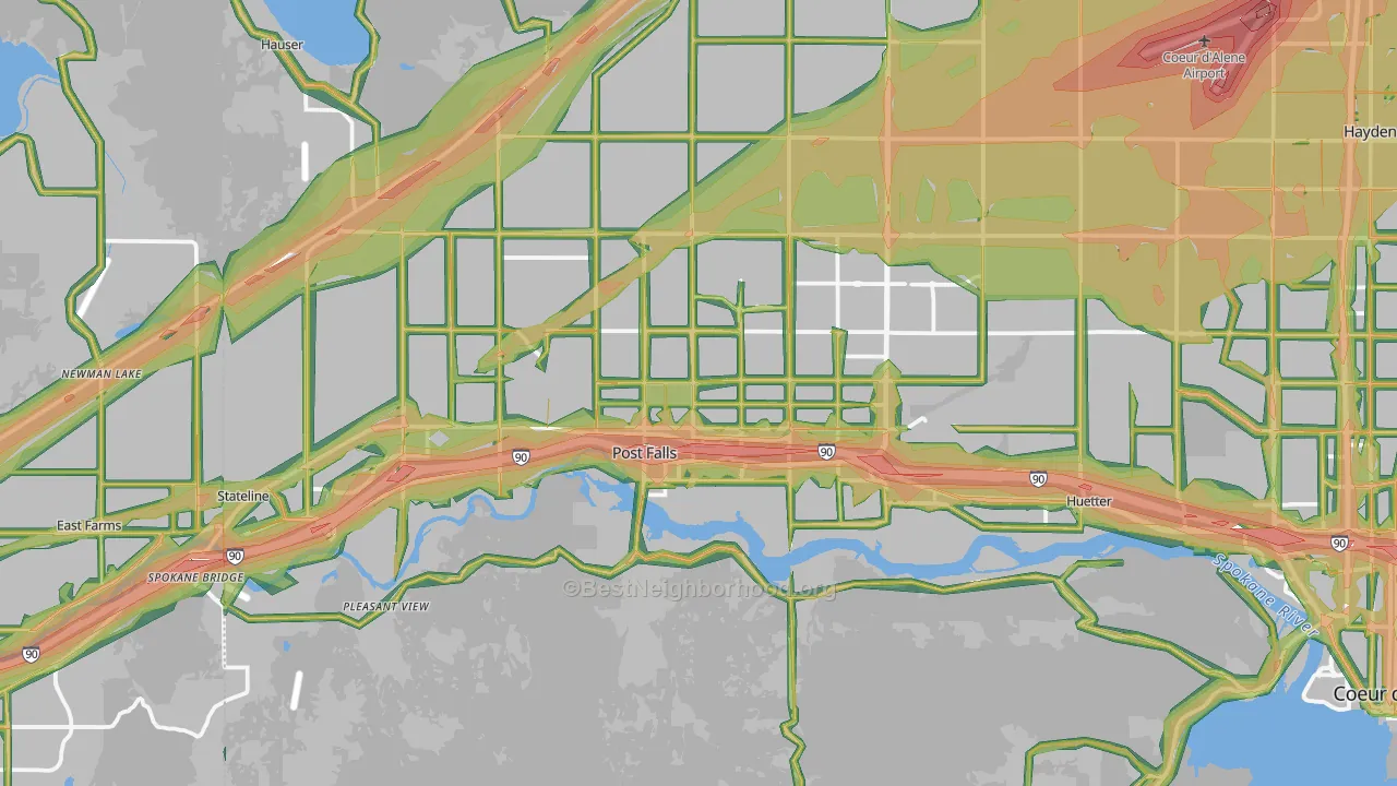 Post Falls, ID Map of Noise Levels in Post Falls