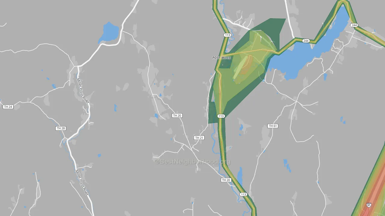 Post Mills, VT Map of Noise Levels in Post Mills