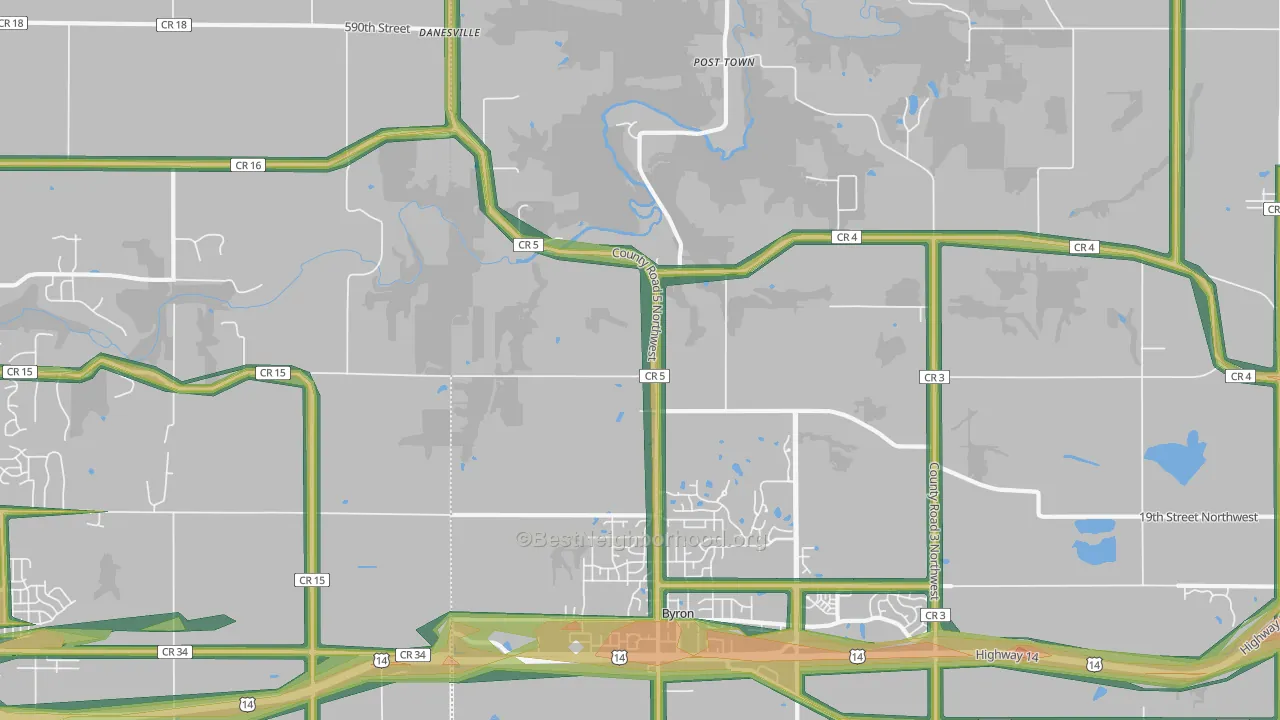 Post Town, MN Map of Noise Levels in Post Town