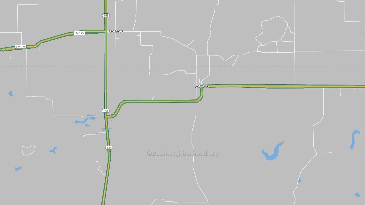 Postoak, TX Map of Noise Levels in Postoak