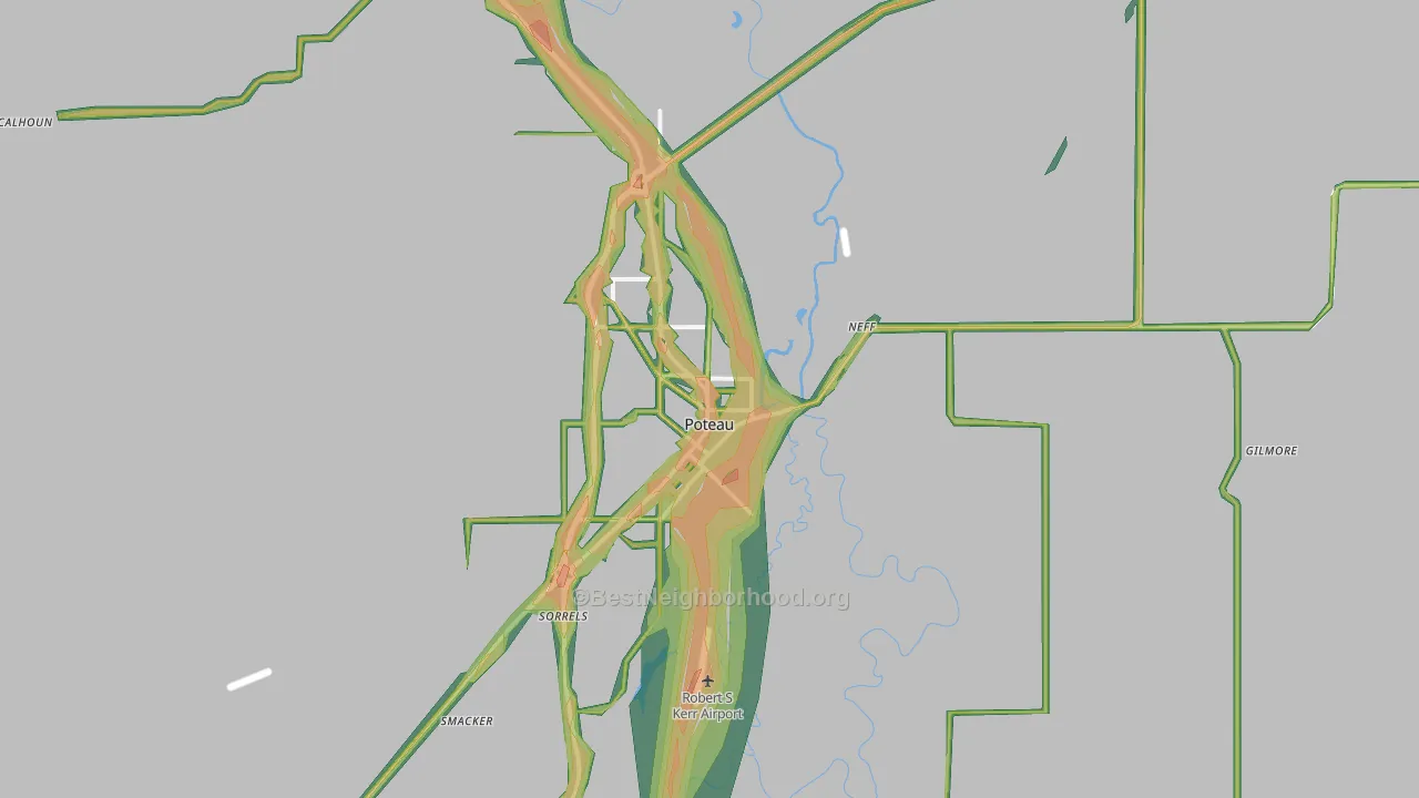 Poteau, OK Map of Noise Levels in Poteau