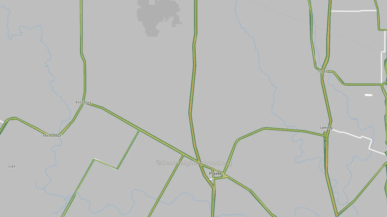 Poteet, TX Map of Noise Levels in Poteet