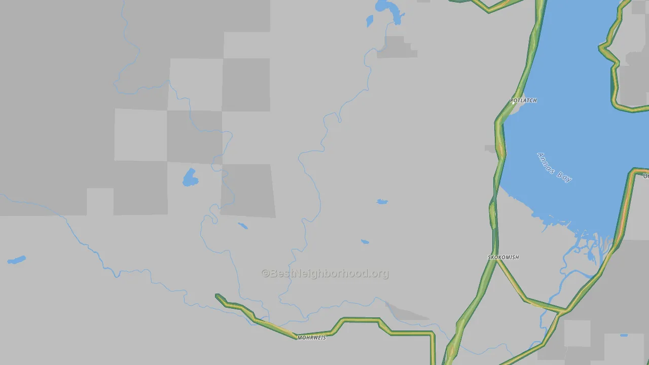 Potlatch, WA Map of Noise Levels in Potlatch