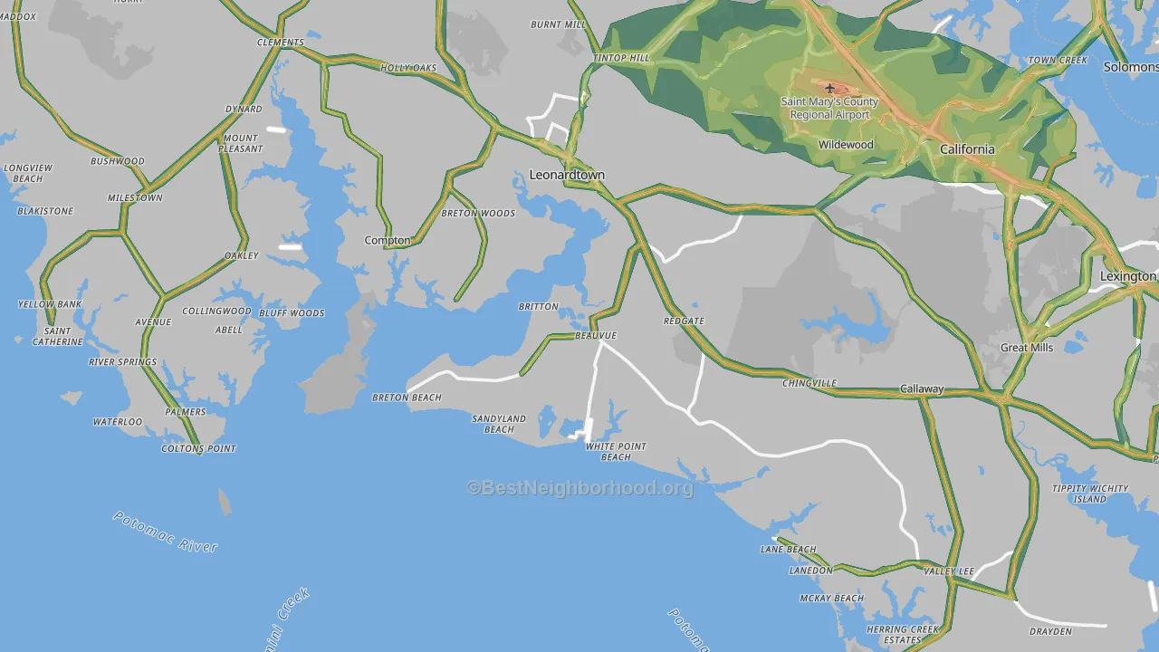 Potomac Shores, MD Map of Noise Levels in Potomac Shores