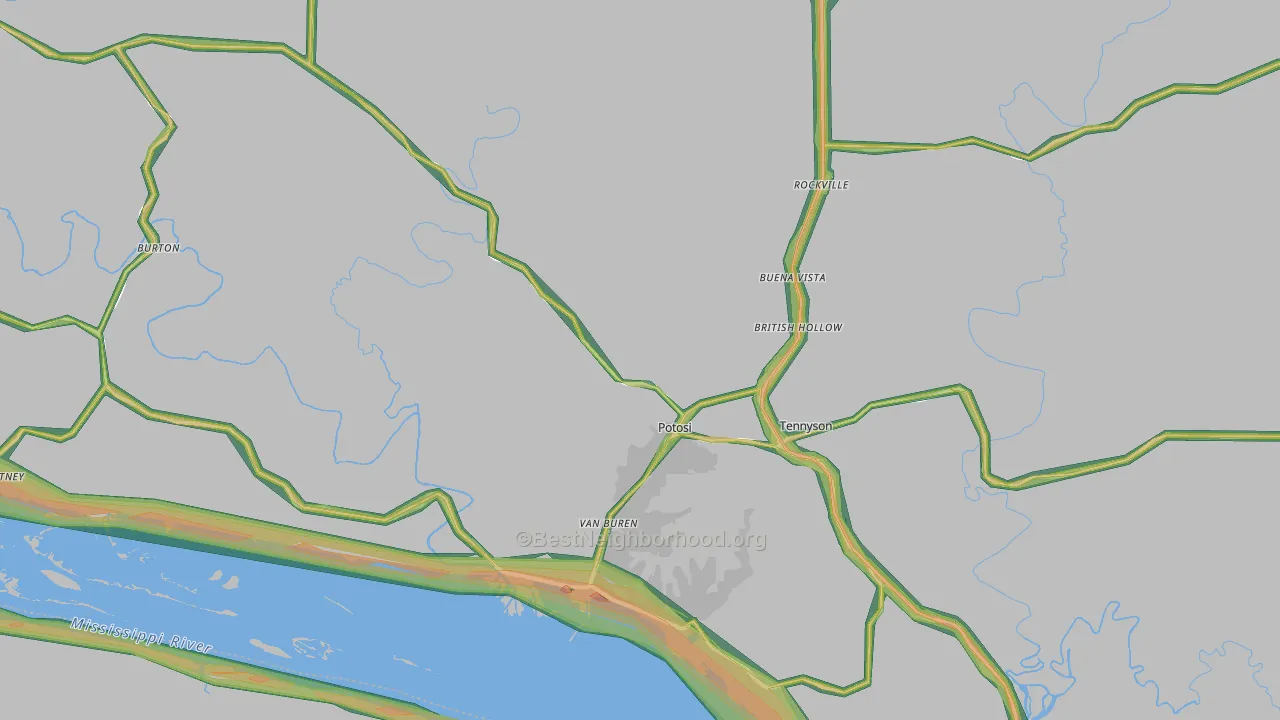 Potosi, WI Map of Noise Levels in Potosi