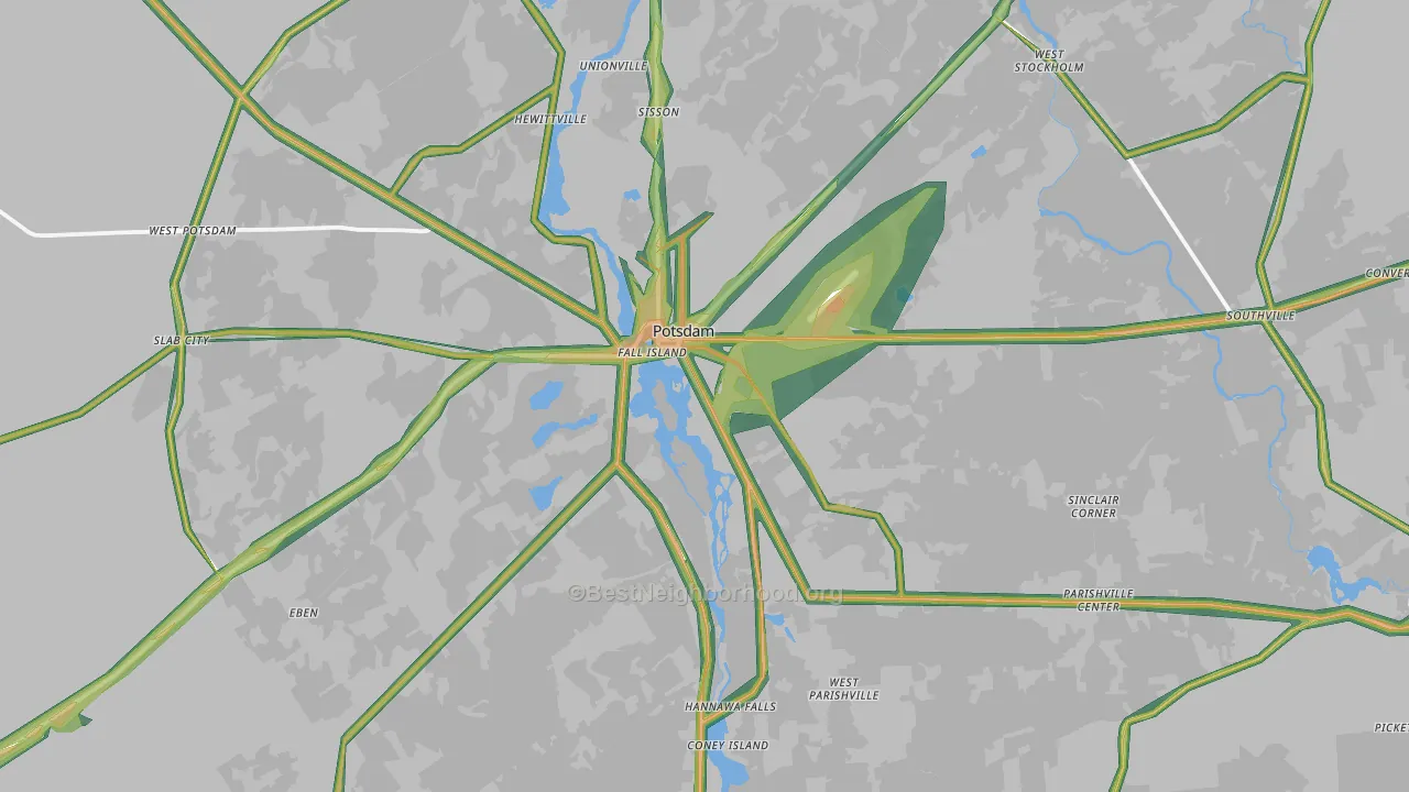 Potsdam, NY Map of Noise Levels in Potsdam