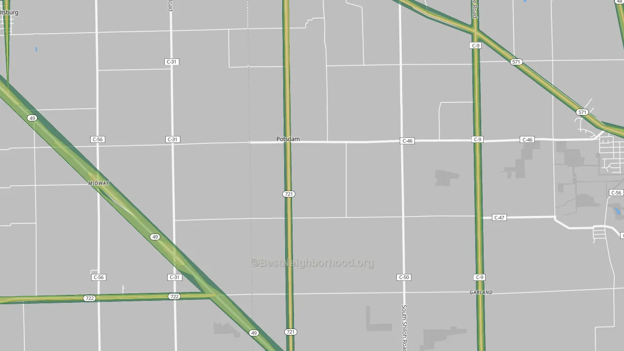 Potsdam, OH Map of Noise Levels in Potsdam