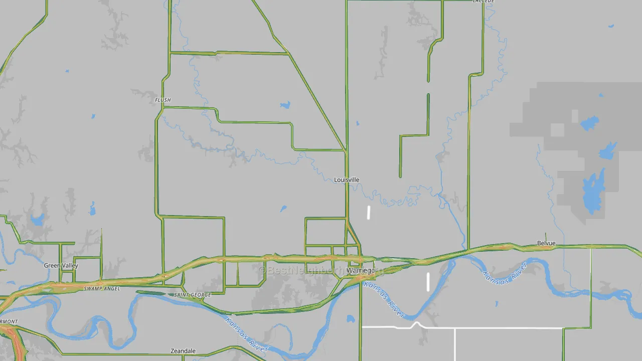 Pottawatomie County, KS Map of Noise Levels in Pottawatomie County