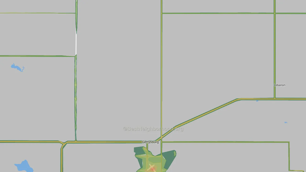 Potter County, SD Map of Noise Levels in Potter County
