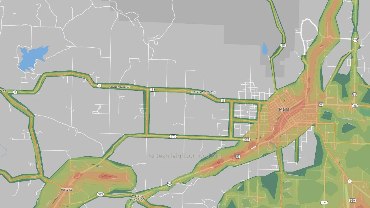 Potter Junction, AR Map of Noise Levels in Potter Junction