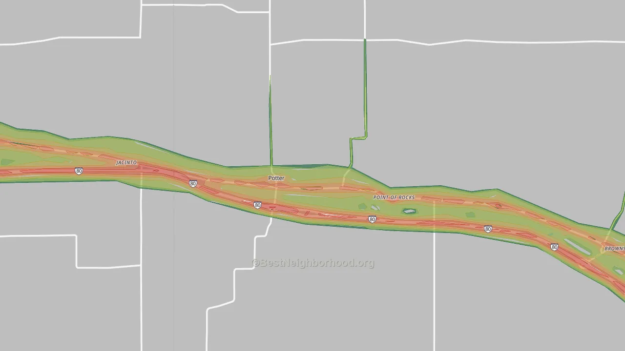 Potter, NE Map of Noise Levels in Potter