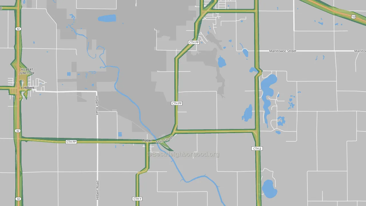 Potter, WI Map of Noise Levels in Potter