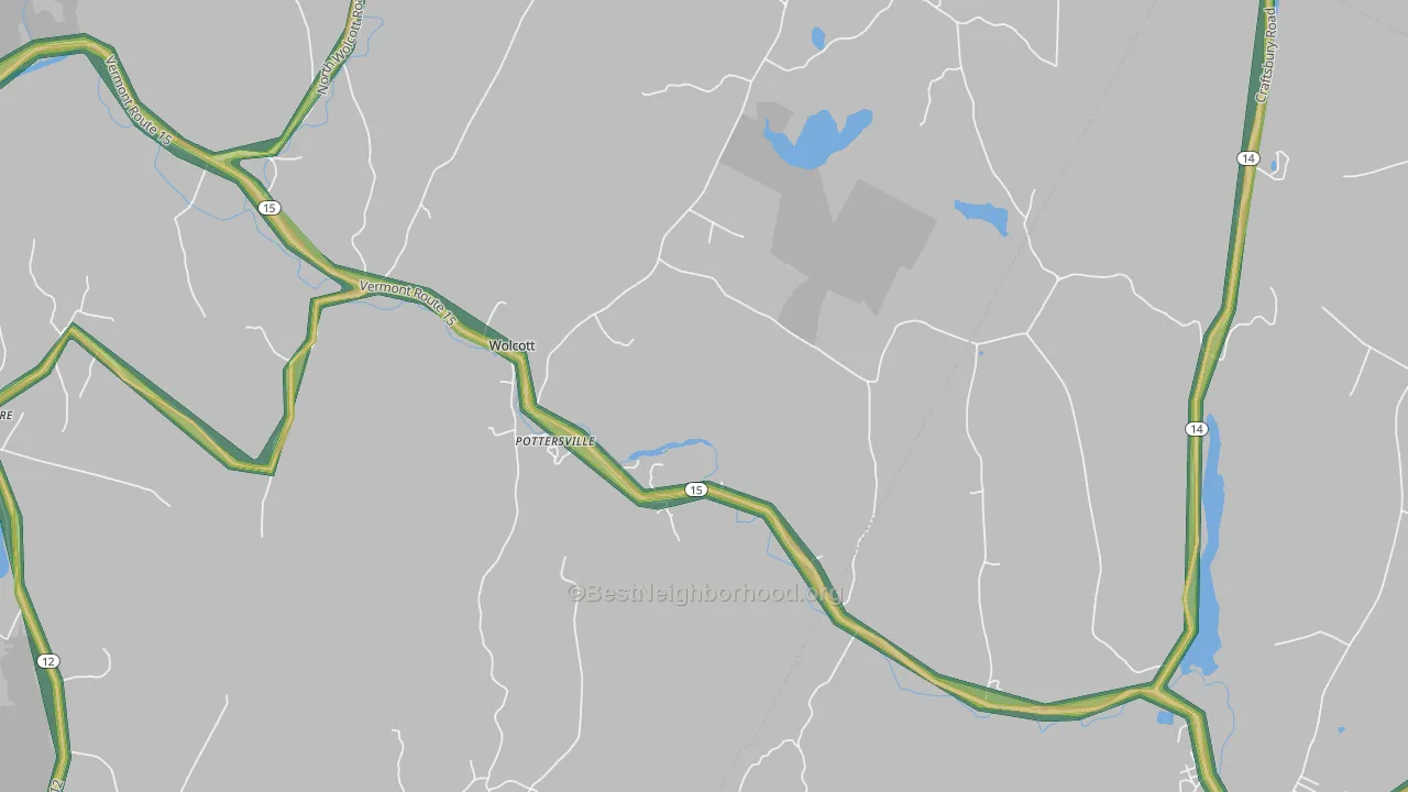 Pottersville, VT Map of Noise Levels in Pottersville