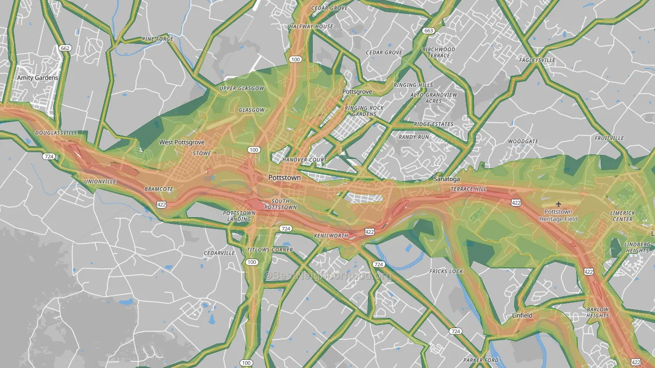 Pottstown, PA Map of Noise Levels in Pottstown