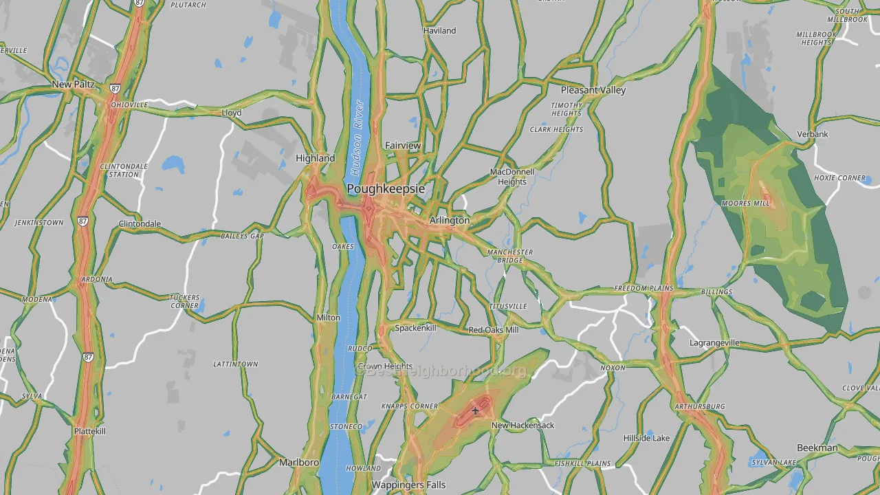 Poughkeepsie, NY Map of Noise Levels in Poughkeepsie