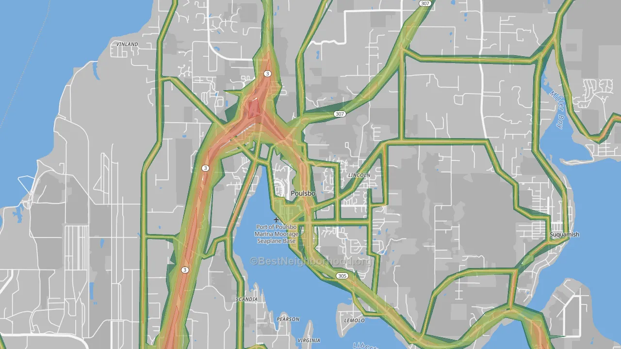 Poulsbo, WA Map of Noise Levels in Poulsbo