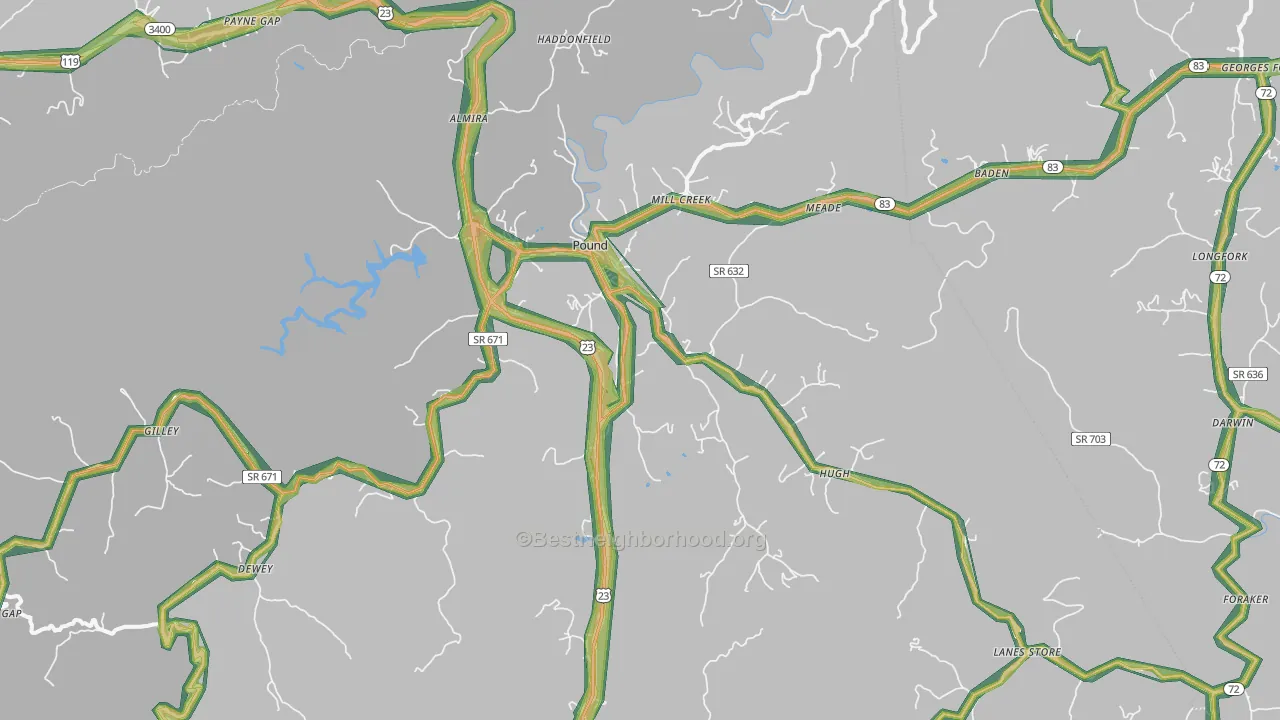 Pound, VA Map of Noise Levels in Pound