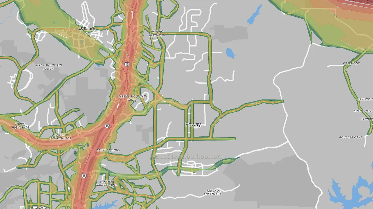 Poway, CA Map of Noise Levels in Poway