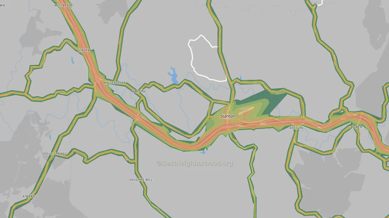 Powell County, KY Map of Noise Levels in Powell County