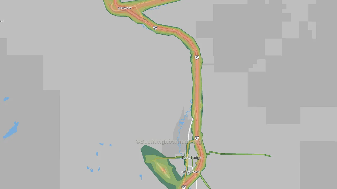 Powell County, MT Map of Noise Levels in Powell County