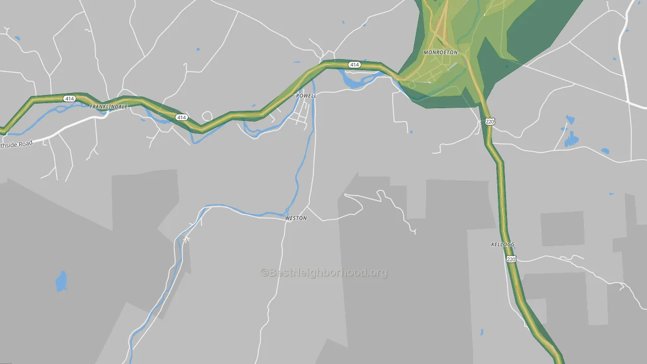 Powell, PA Map of Noise Levels in Powell