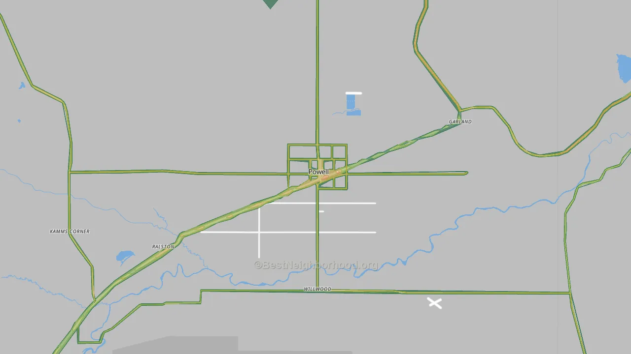 Powell, WY Map of Noise Levels in Powell