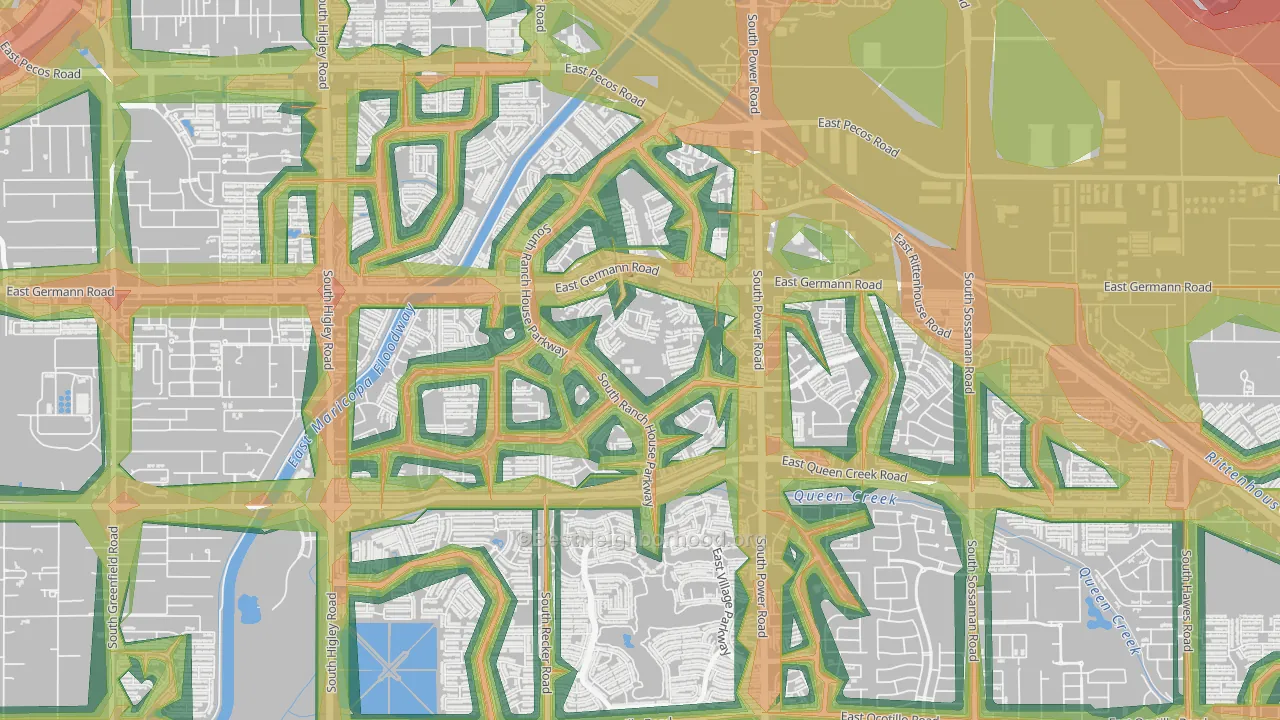 Power Ranch, Gilbert, AZ Map of Noise Levels in Power Ranch
