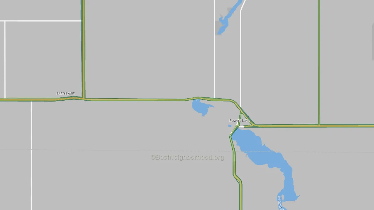 Powers Lake, ND Map of Noise Levels in Powers Lake