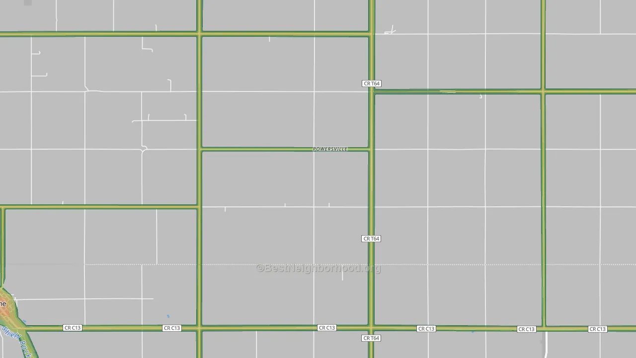 Powersville, IA Map of Noise Levels in Powersville