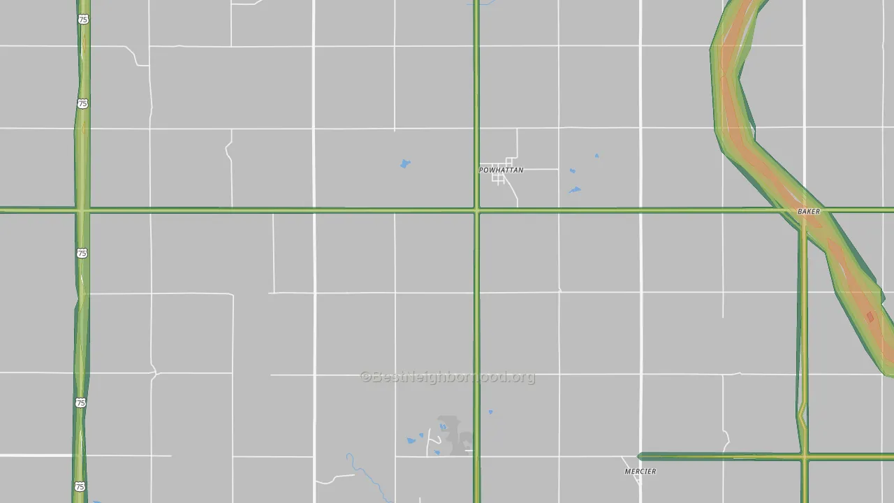 Powhattan, KS Map of Noise Levels in Powhattan