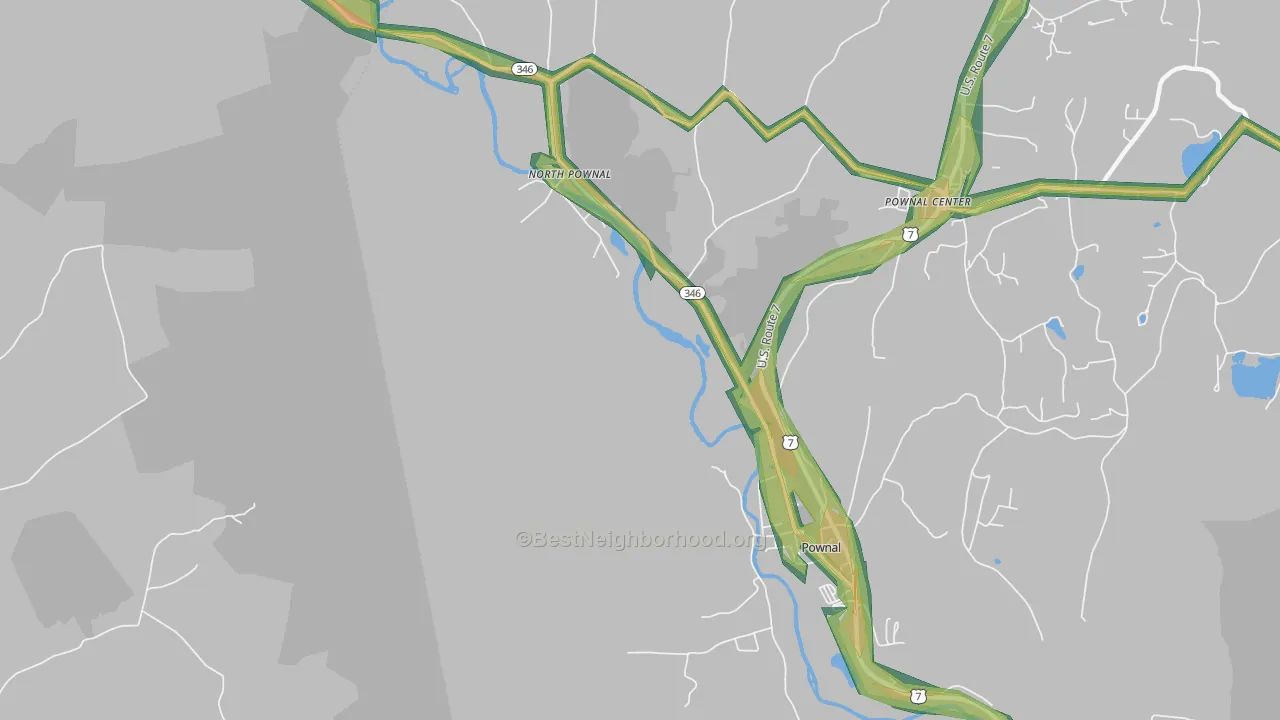 Pownal Center, VT Map of Noise Levels in Pownal Center