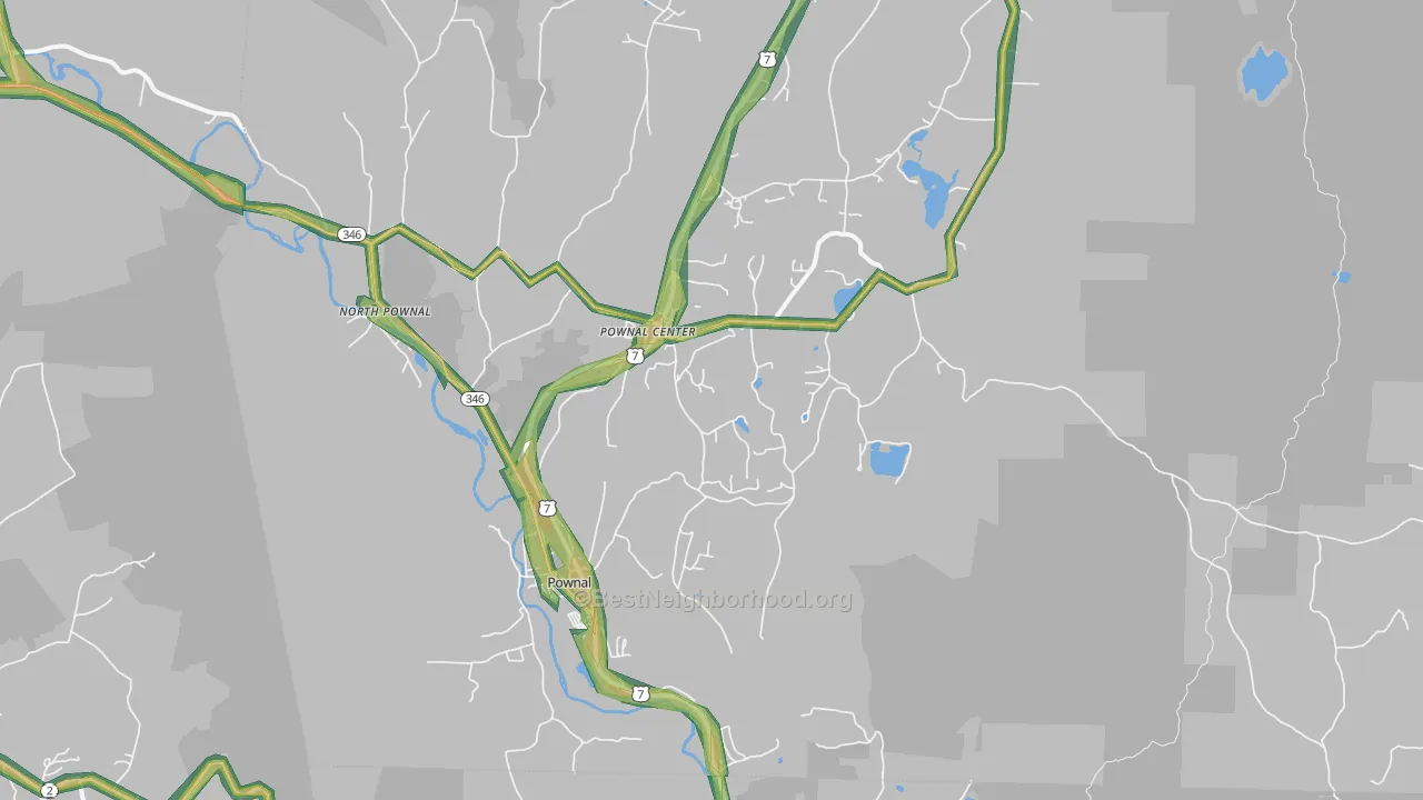 Pownal, VT Map of Noise Levels in Pownal