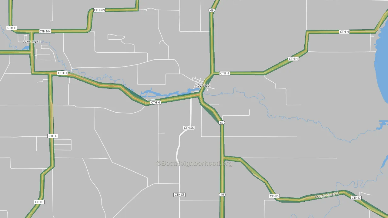 Poy Sippi, WI Map of Noise Levels in Poy Sippi