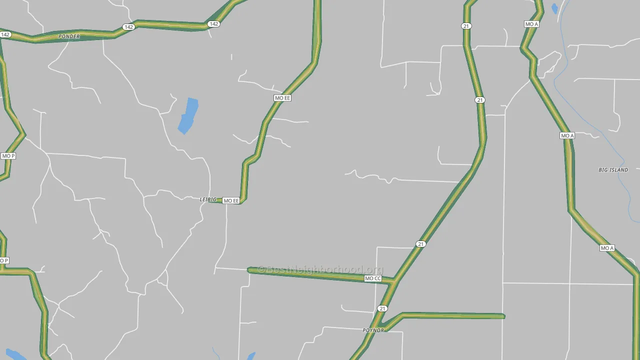 Poynor, MO Map of Noise Levels in Poynor