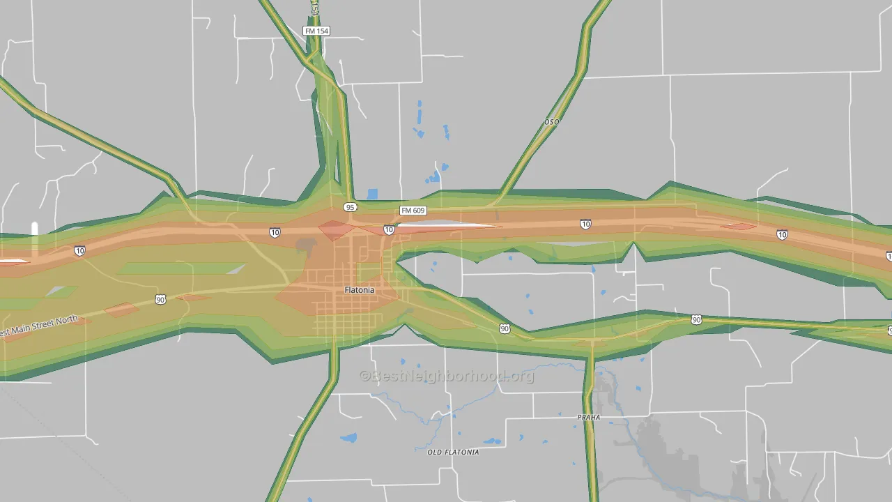 Praha, TX Map of Noise Levels in Praha